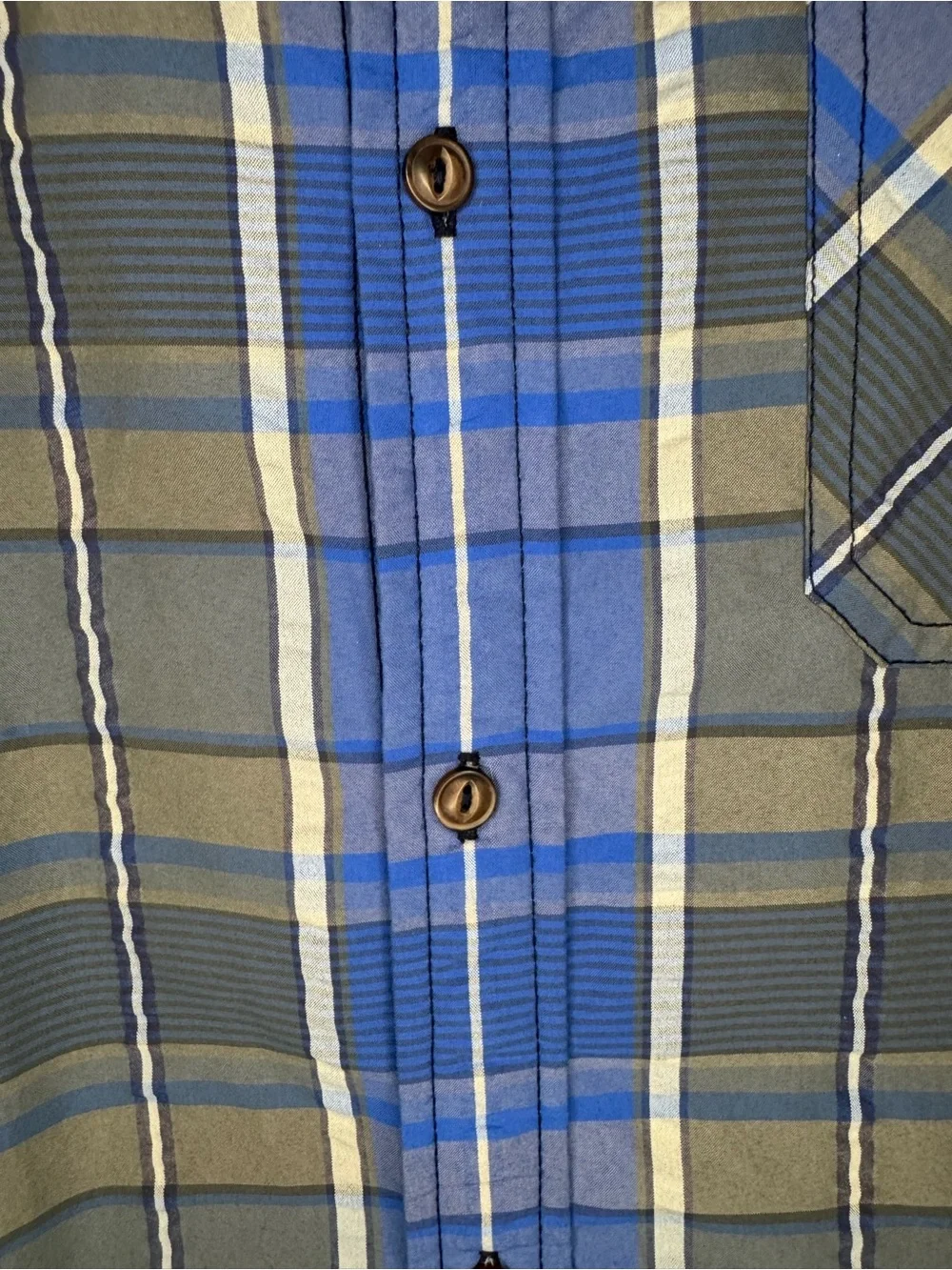 The North Face Men’s XL Plaid Short Sleeve Button-Up Hiking Shirt Blue Gray